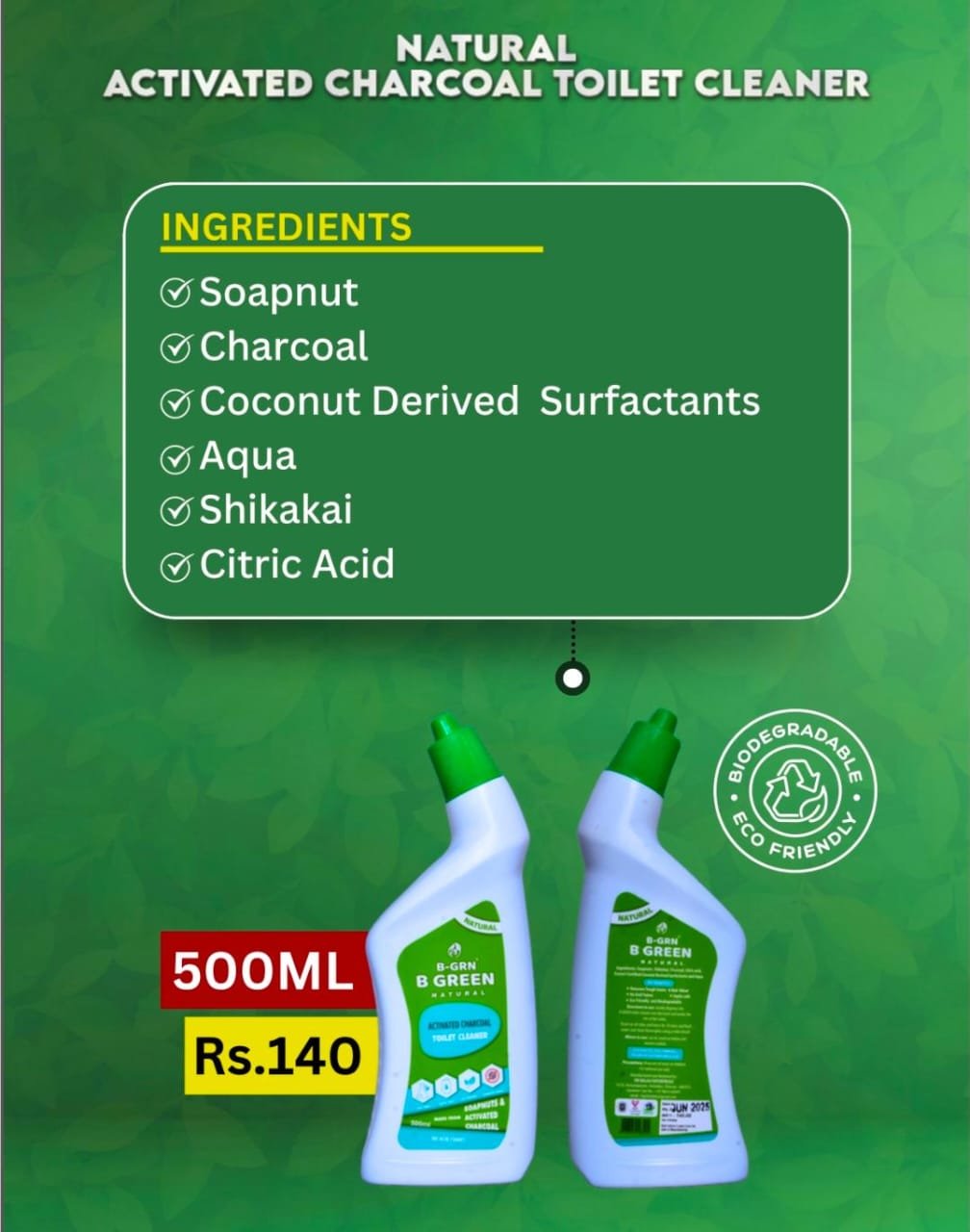 Natural Activated Charcoal Toilet Cleaner